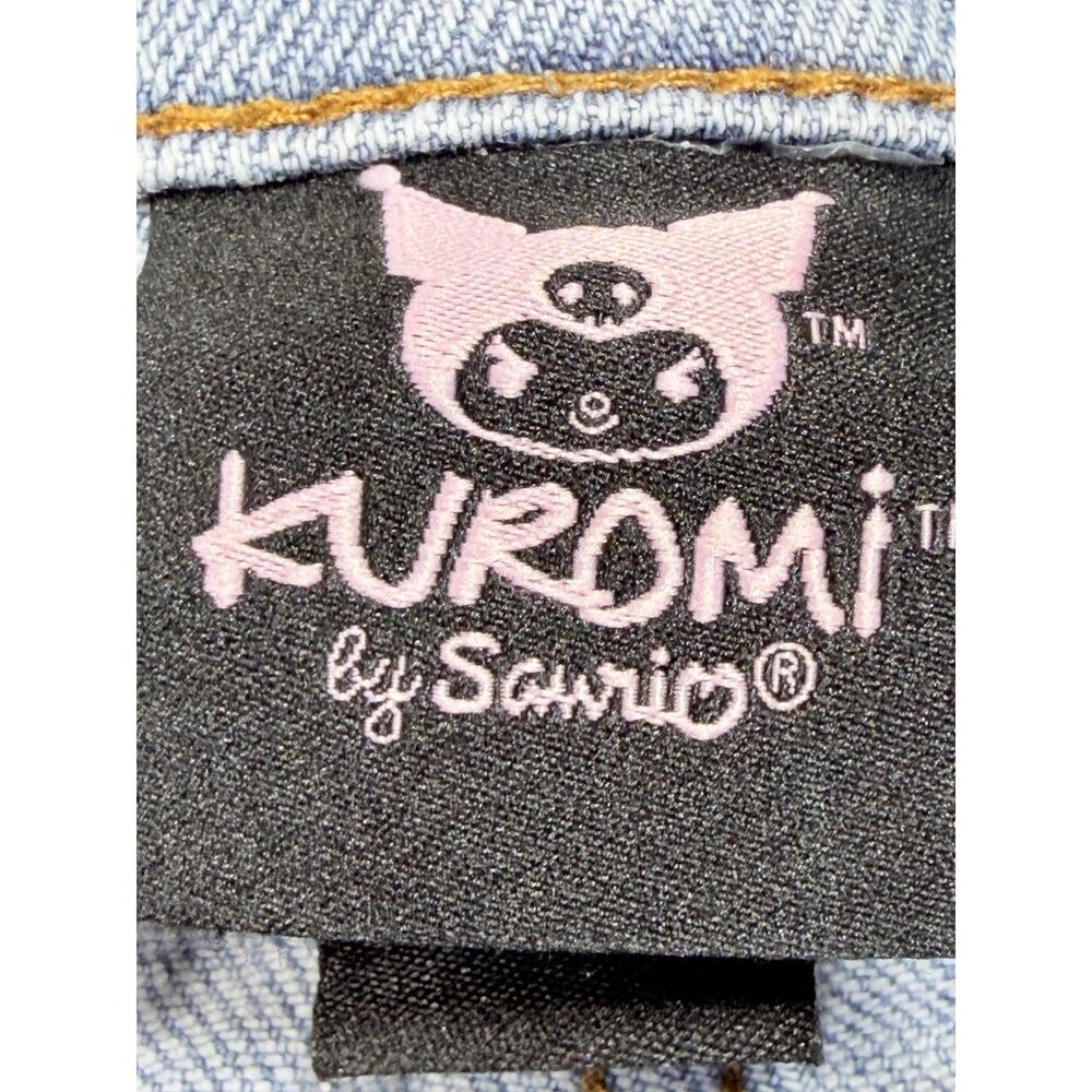 Sanrio Kuromi Wide Leg Jeans Light Wash Embroidered Graphic Women 30" Waist - Picture 8 of 13